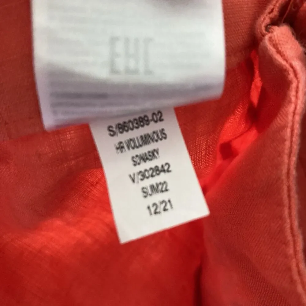 Banana Republic High Rise Wide Leg Linen Pants 12 Palazzo Sedona Coral Orange
